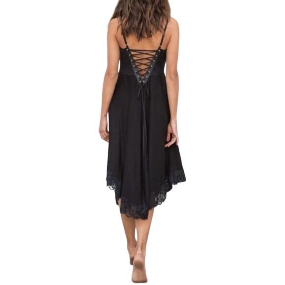 FREE PEOPLE x HAH Reversible Dress XS LaceUp Cottage Regencycore Witchy Goth NWT - Picture 3 of 12